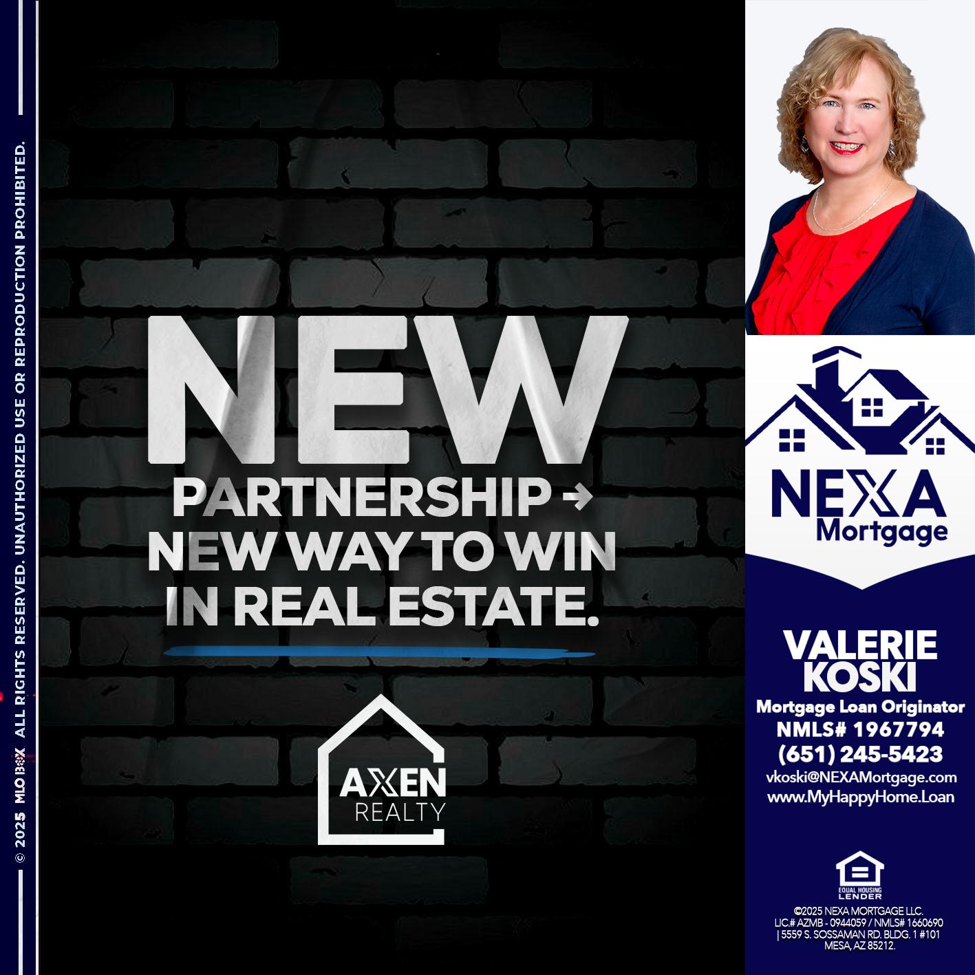new partnership - Valerie Koski -Mortgage Loan Originator
