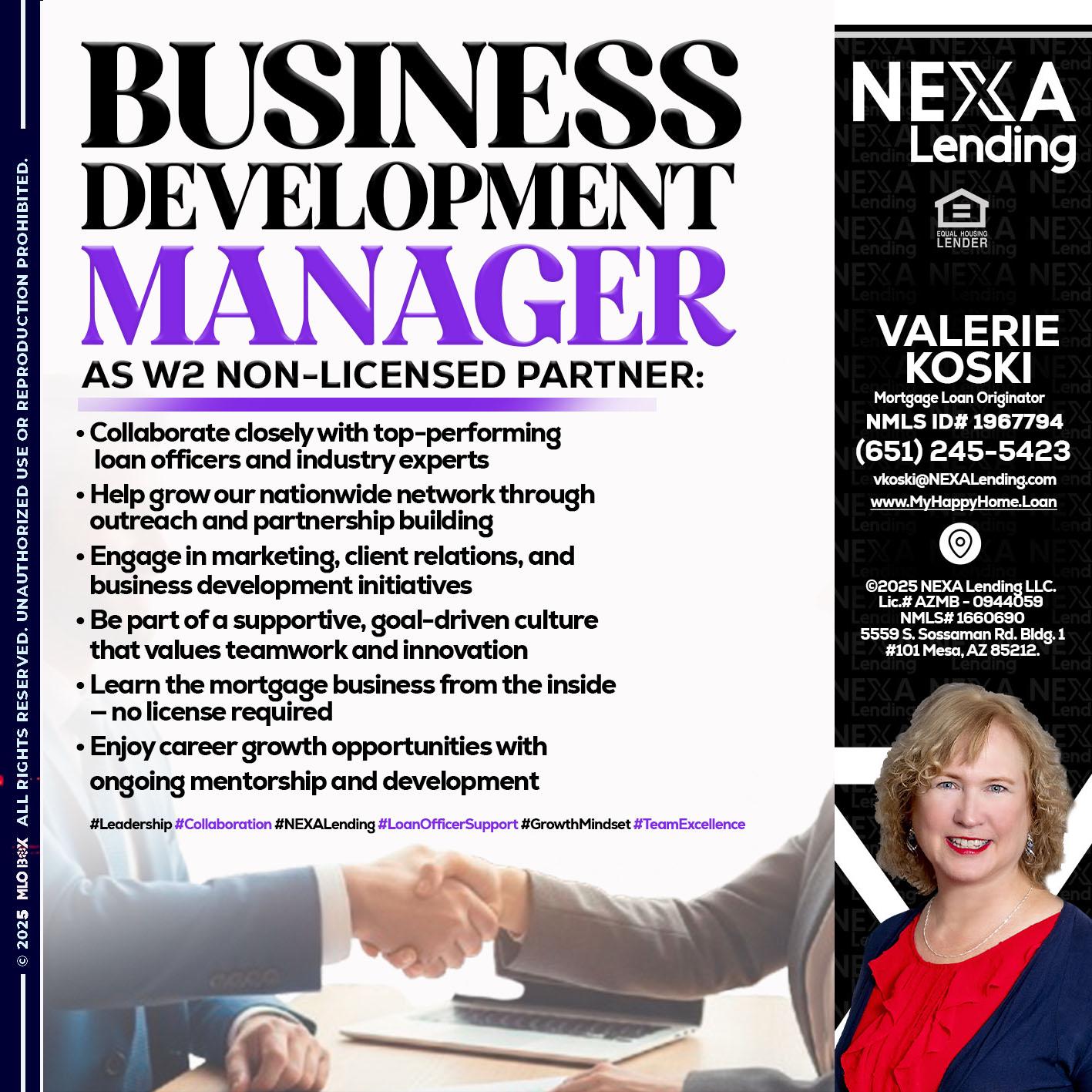 business development - Valerie Koski -Mortgage Loan Originator