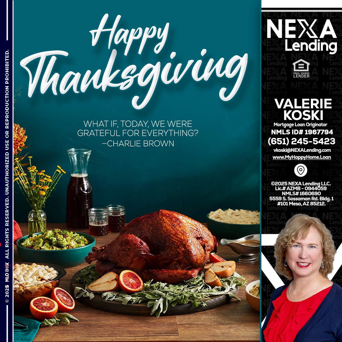 happy Thanksgiving - Valerie Koski -Mortgage Loan Originator