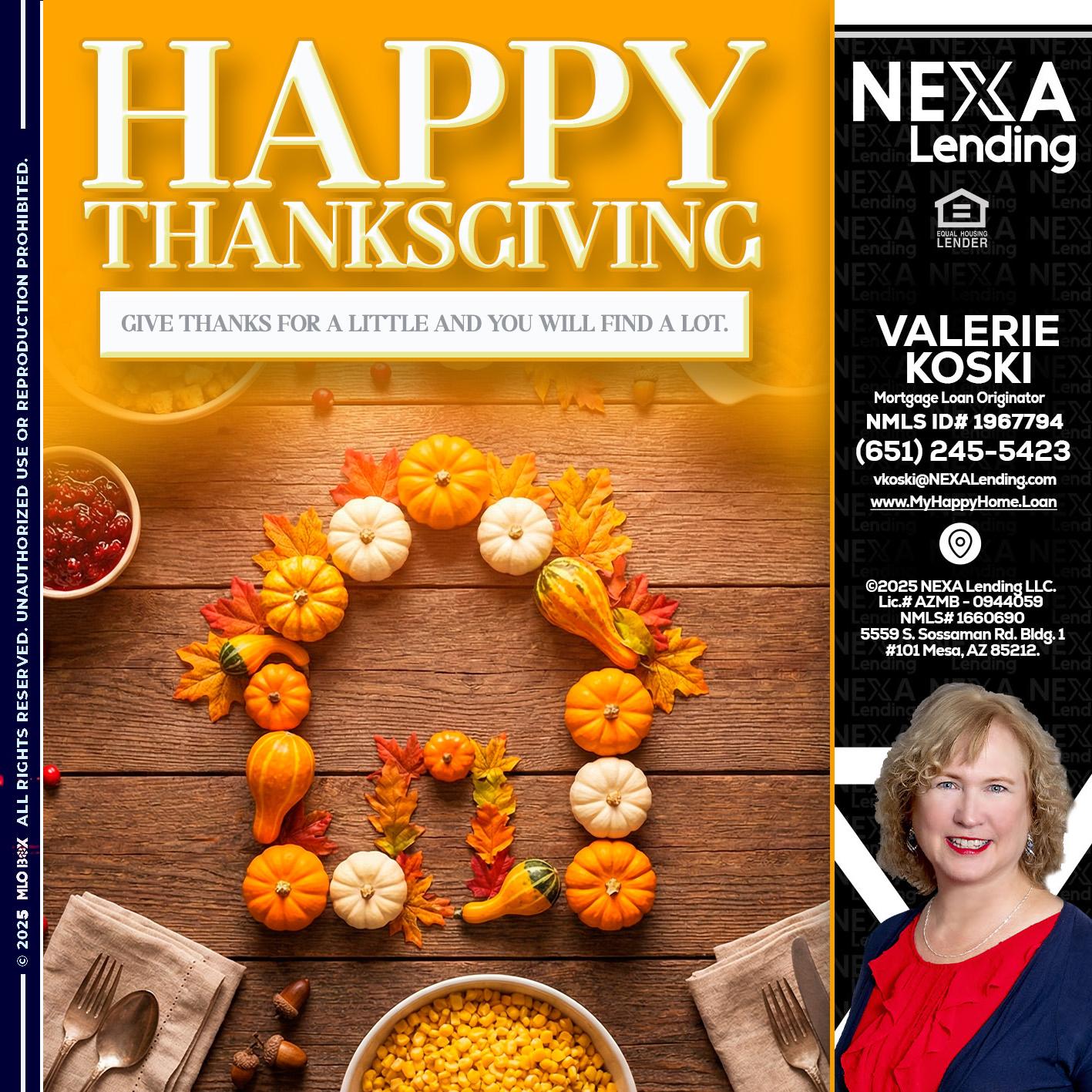 HAPPY THANKSGIVING - Valerie Koski -Mortgage Loan Originator
